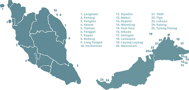 Kaart eilanden van Maleisie